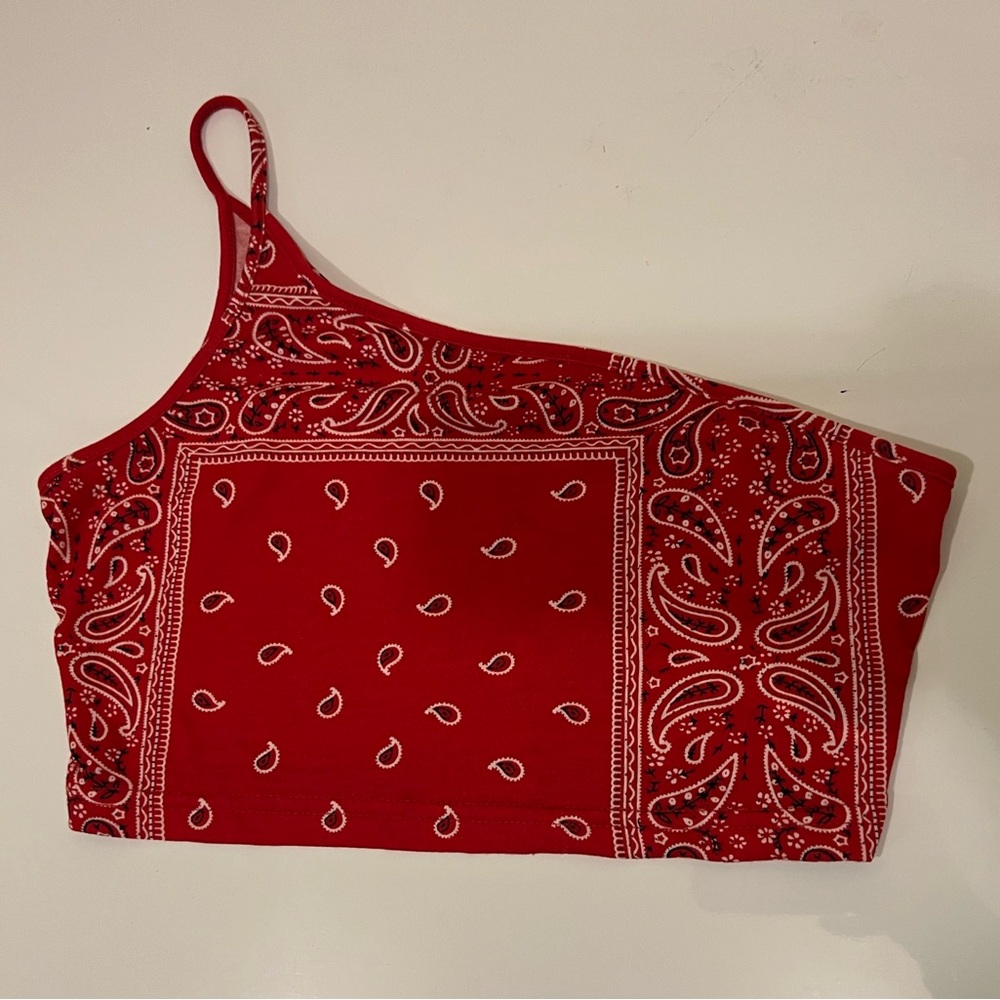 Red Bandana Print Women's Top